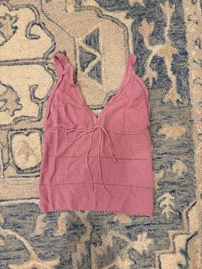 Zara Mauve Pink Knit Cami with Tie-Front